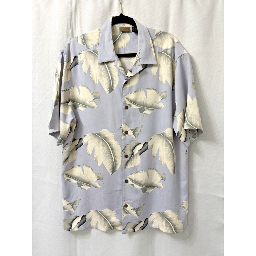 AXIST‎ Mens Hawaiian  100% Silk Short Sleeve Shirt Tropical Size Large